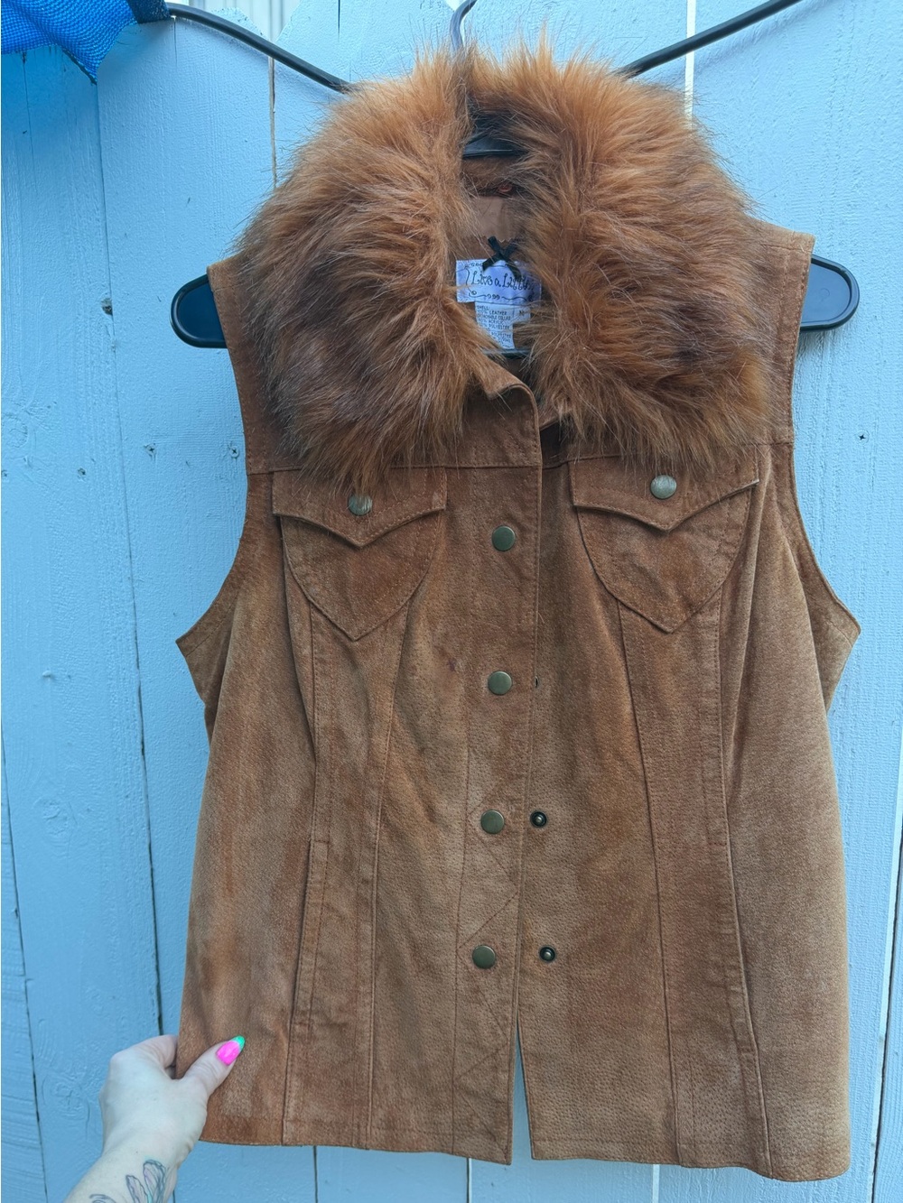 Live a Little Brown Suede Vest with Faux Fur Collar